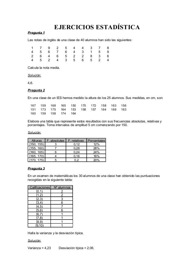 Problemas de estadistica descriptiva pdf