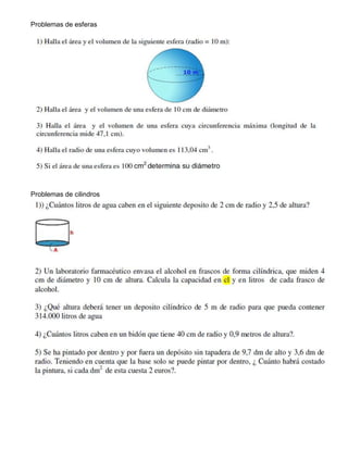 Problemas de esferas
Problemas de cilindros