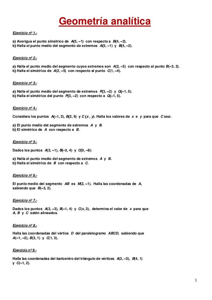 Geometria analitica Geometria analitica