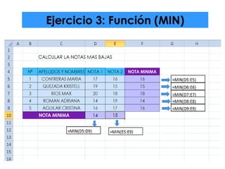 Ejercicio 3: Función (MIN)