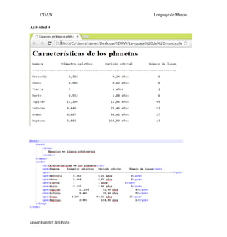 1ºDAW Lenguaje de Marcas 
Javier Benítez del Pozo 
Actividad 4 
 