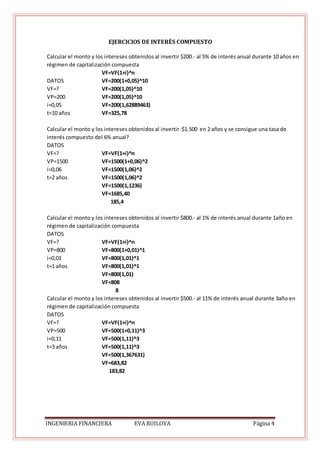Ejercicios interes simple y compuesto | PDF