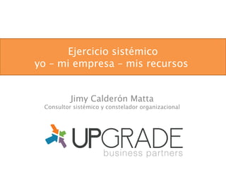 Ejercicio sistémico
yo – mi empresa – mis recursos
Jimy Calderón Matta
Consultor sistémico y constelador organizacional
 