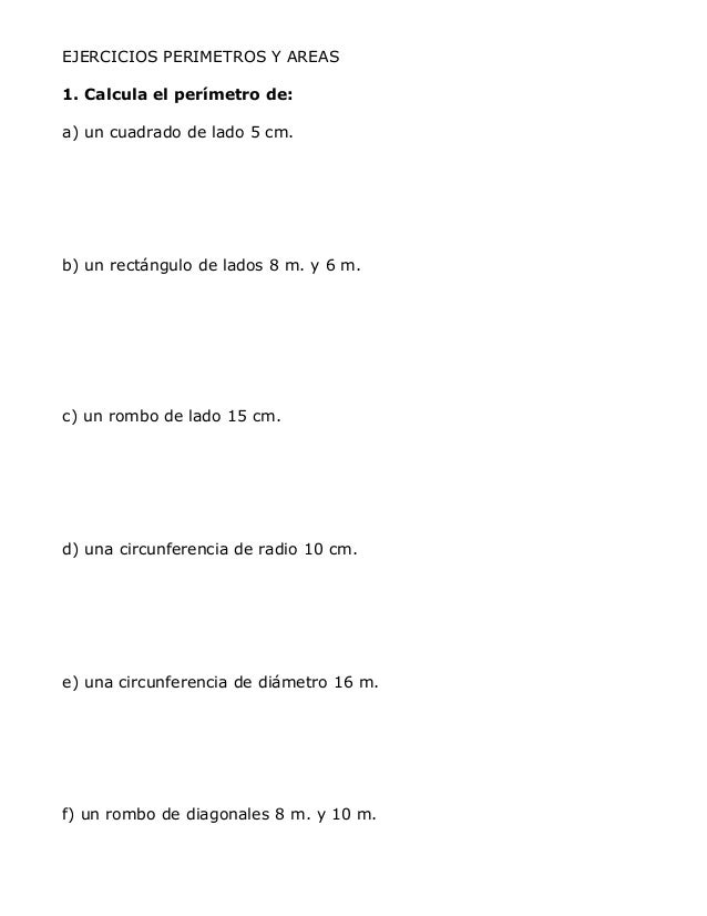Ejercicios perimetros y areas