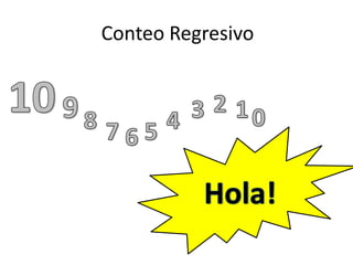 Conteo Regresivo<br />10<br />9<br />2<br />3<br />1<br />0<br />8<br />4<br />7<br />5<br />6<br />Hola!<br />