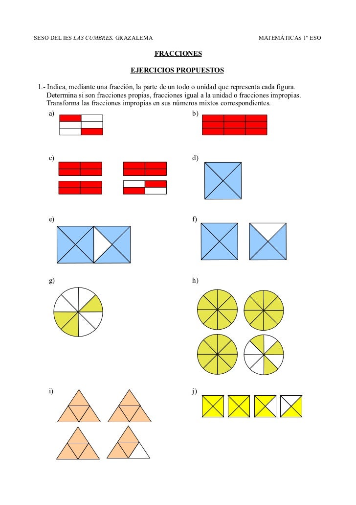 Ejercicios propuestos: FRACCIONES 1