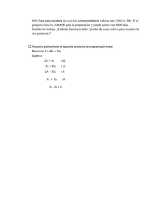 Ejercicios propuestos metodo grafico