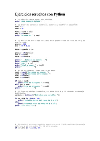 Ejercicios python | PDF