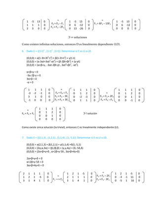 Ejercicios resueltos de dependencia e independencia lineal
