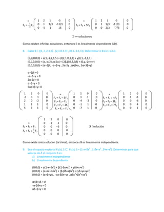 Ejercicios resueltos de dependencia e independencia lineal