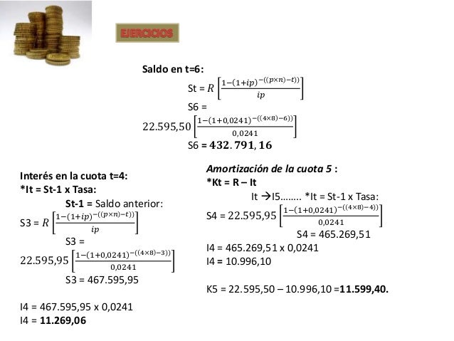 Ejercicios resueltos de rentas y amortización