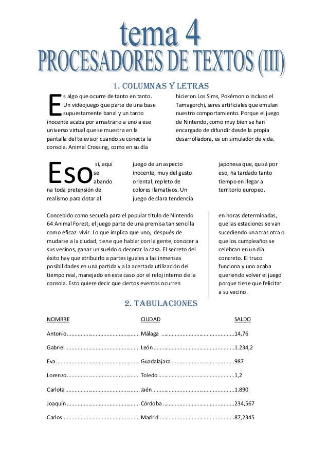 Ejercicios resueltos de word. editex