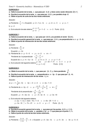 Tema 8 – Geometría Analítica – Matemáticas 4º ESO                                                               2
EJERCICI...