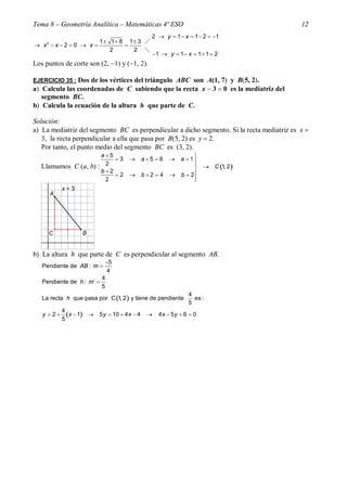 Tema 8 – Geometría Analítica – Matemáticas 4º ESO                                           12
                           ...