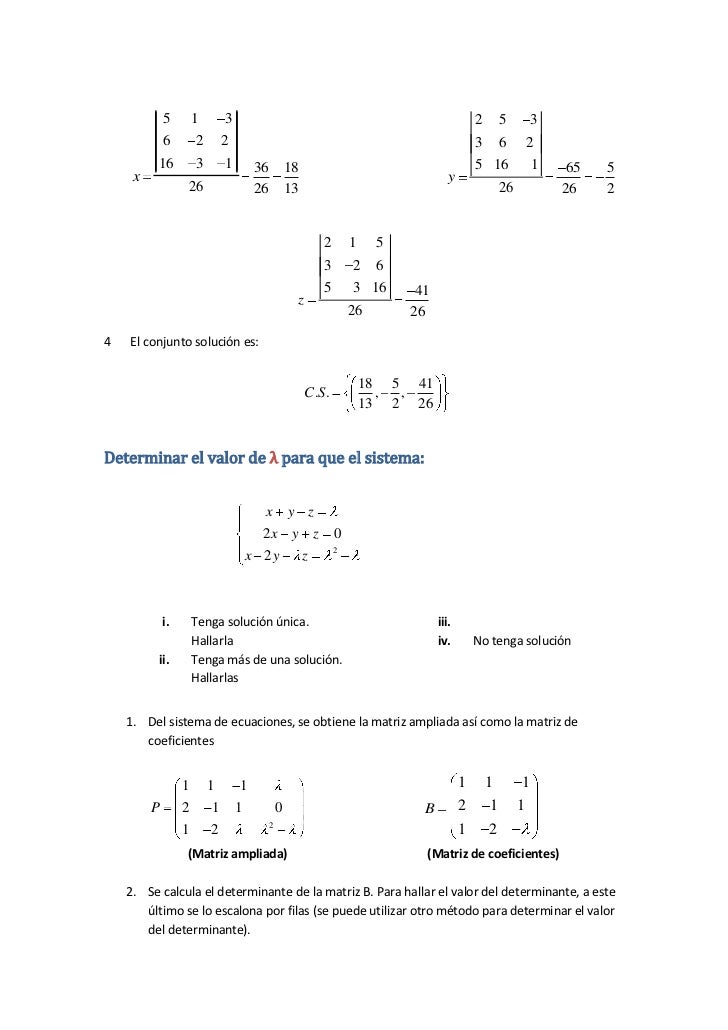Regla de cramer 2x2 ejercicios resueltos pdf