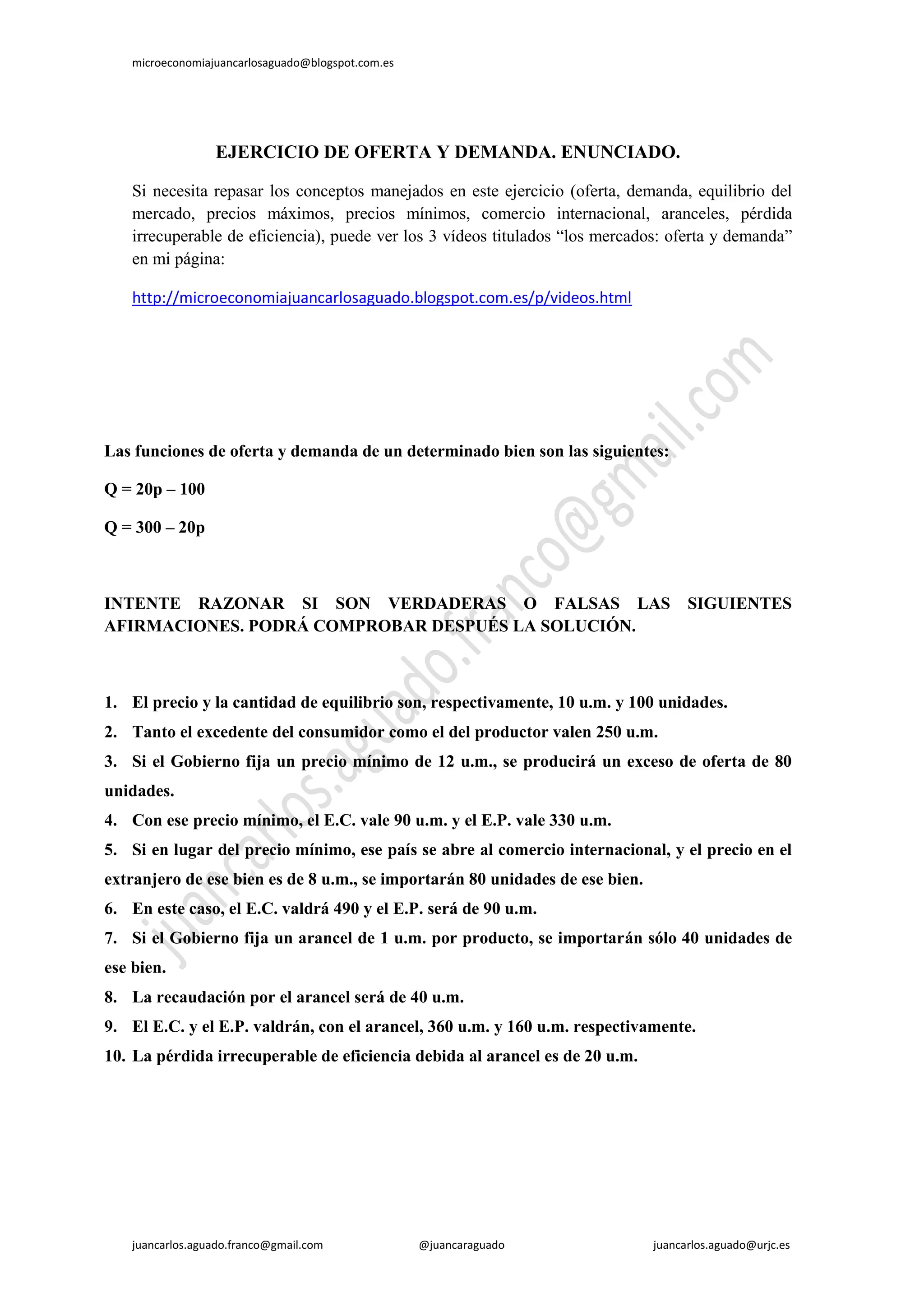 Ejercicios resueltos de oferta y demanda | PDF