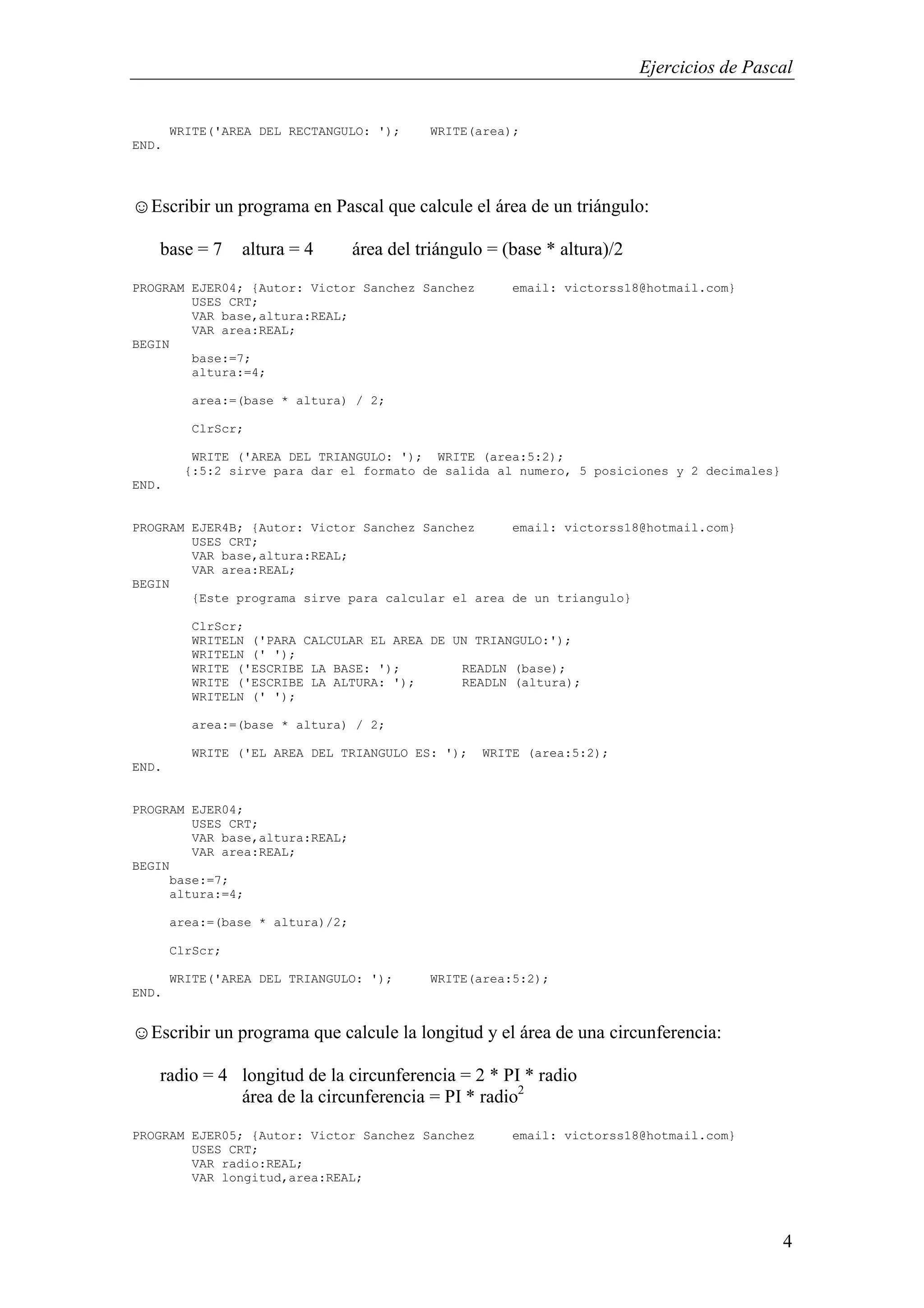 Ejercicios resueltos pascal | PDF