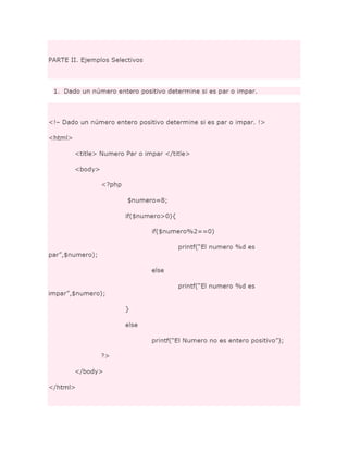 Ejercicios resueltos y propuestos en php | PDF
