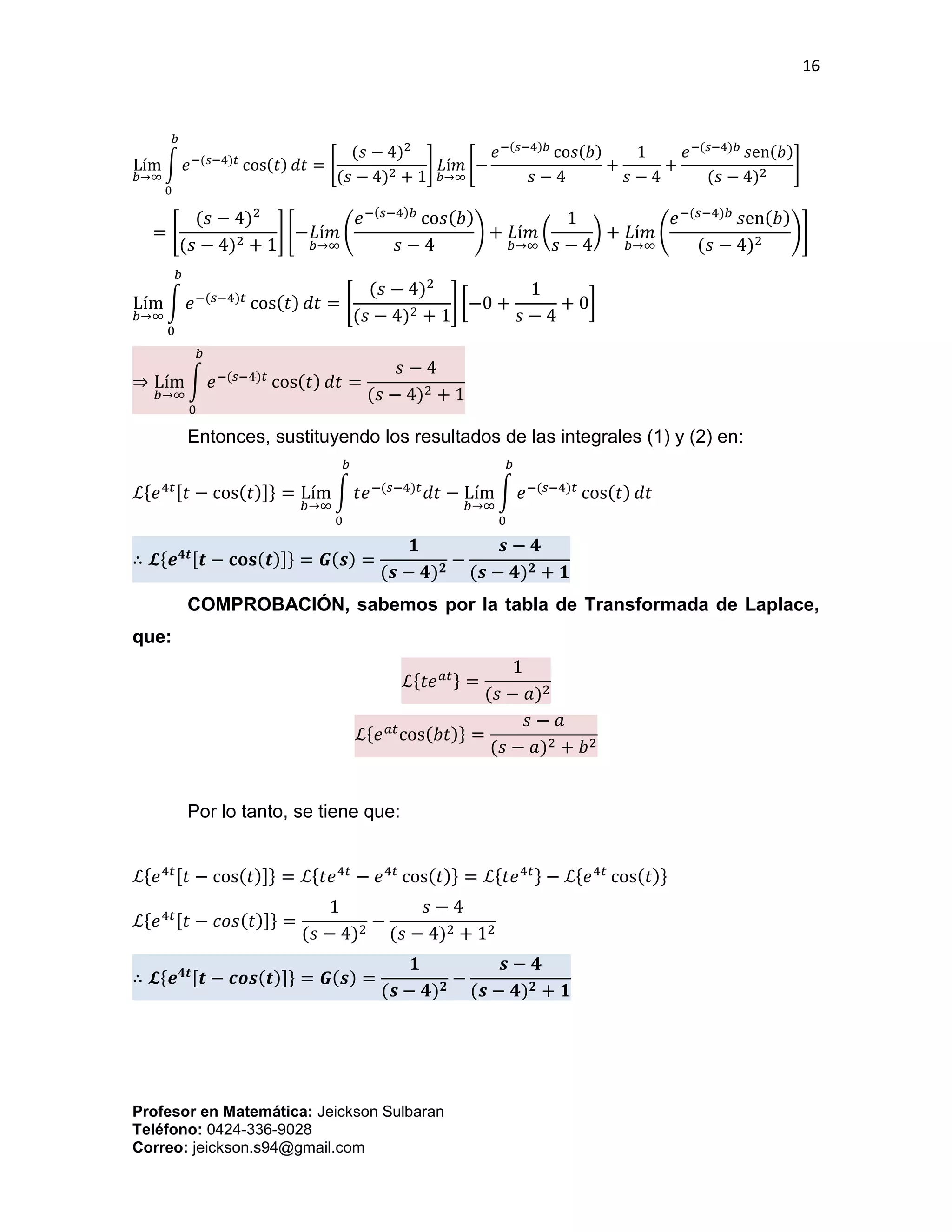 Ejercicios sobre Transformada de Laplace | PDF