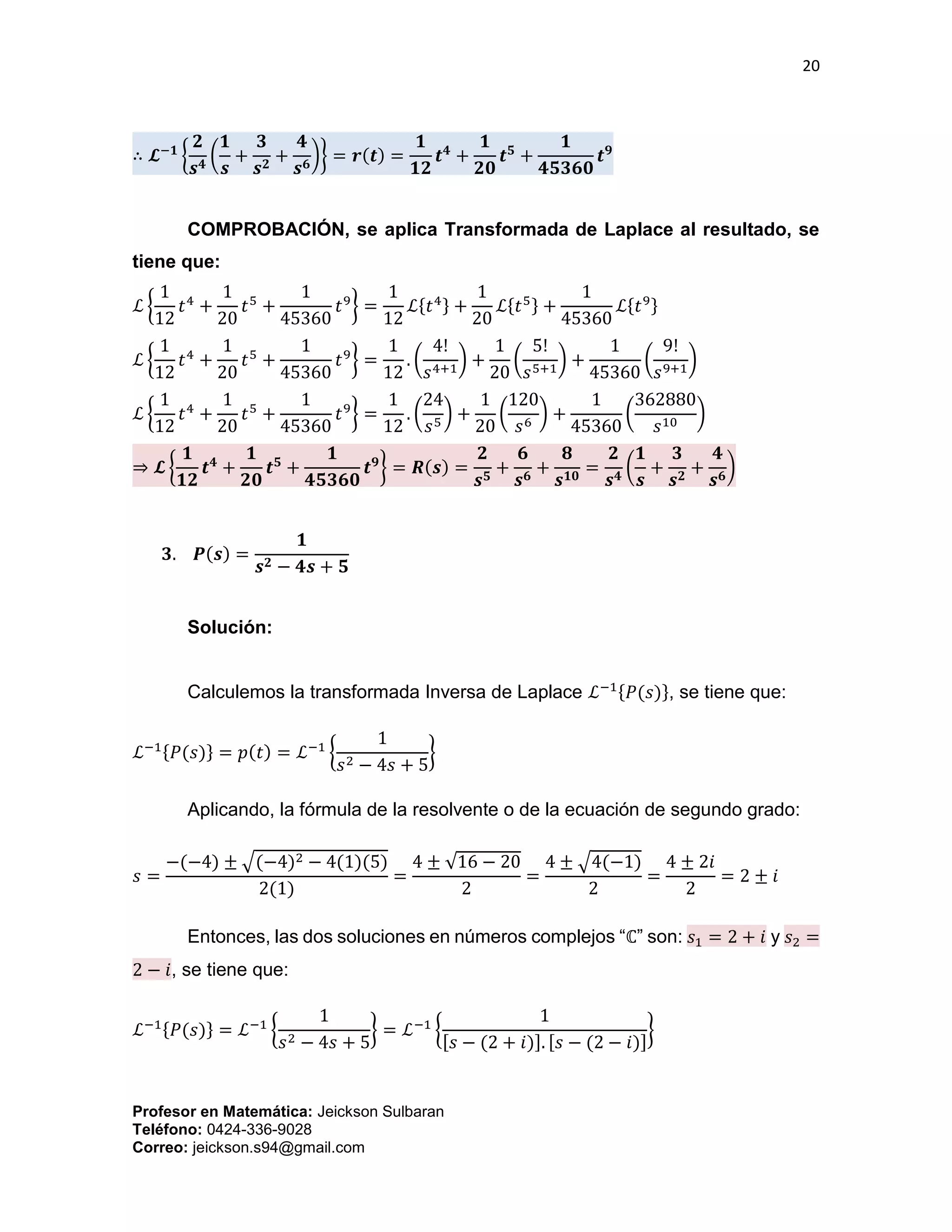 Ejercicios sobre Transformada de Laplace | PDF