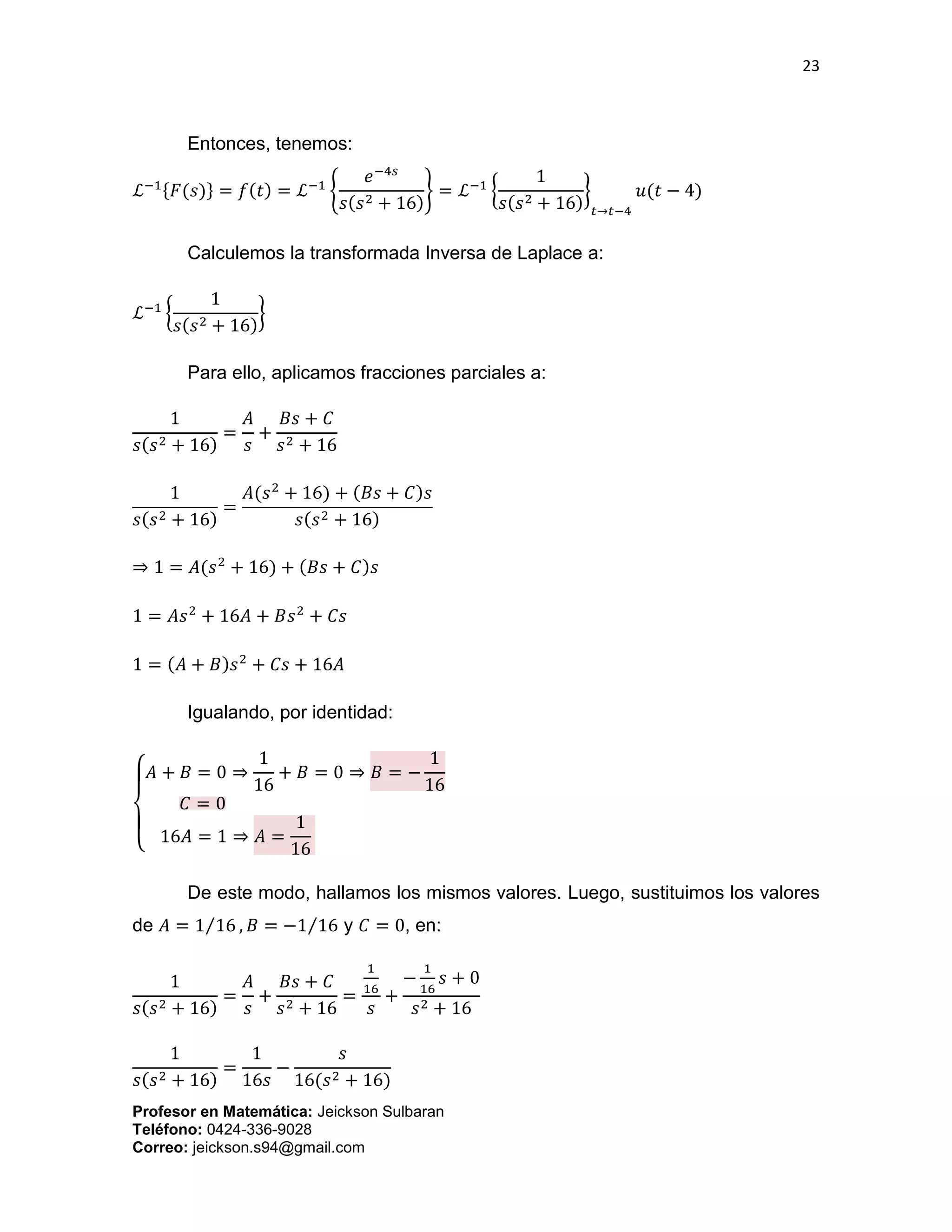 Ejercicios sobre Transformada de Laplace | PDF