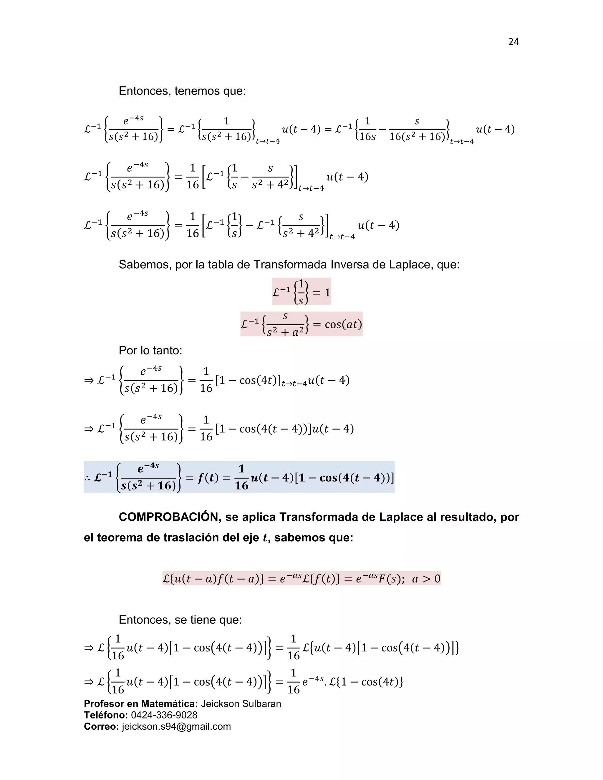 Ejercicios sobre Transformada de Laplace | PDF