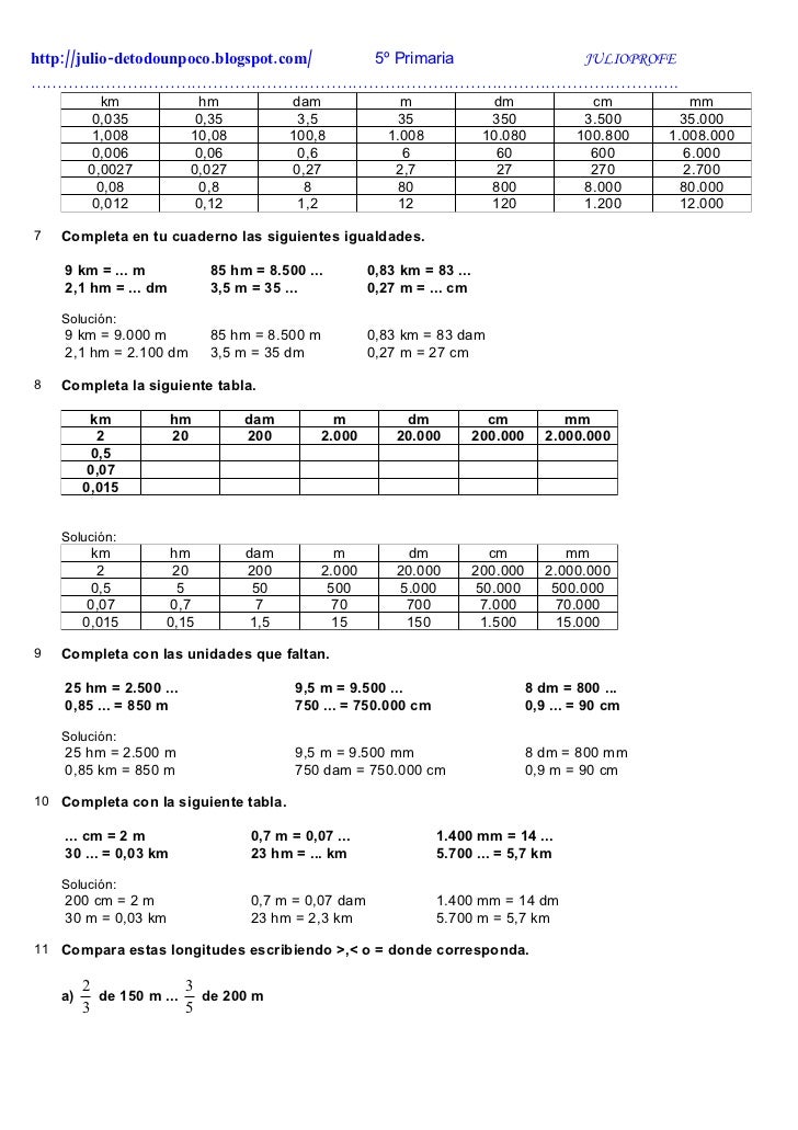 Ejercicios Soluciones De Longitud