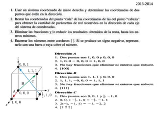 Determinar los índices de las direcciones cristalográficas A, B y C
1
 