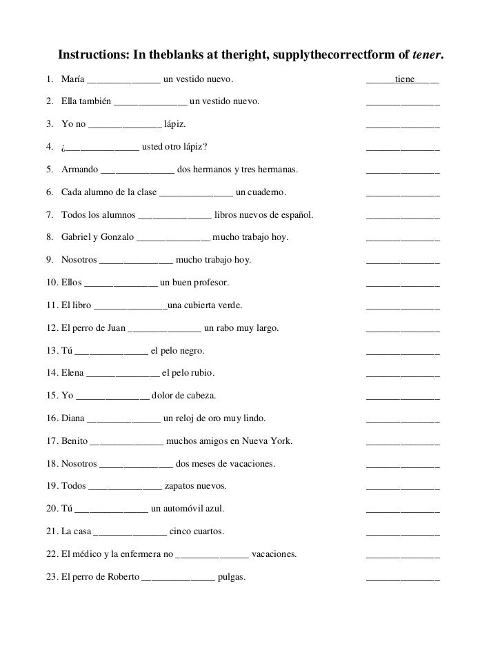 Ejercicios tener