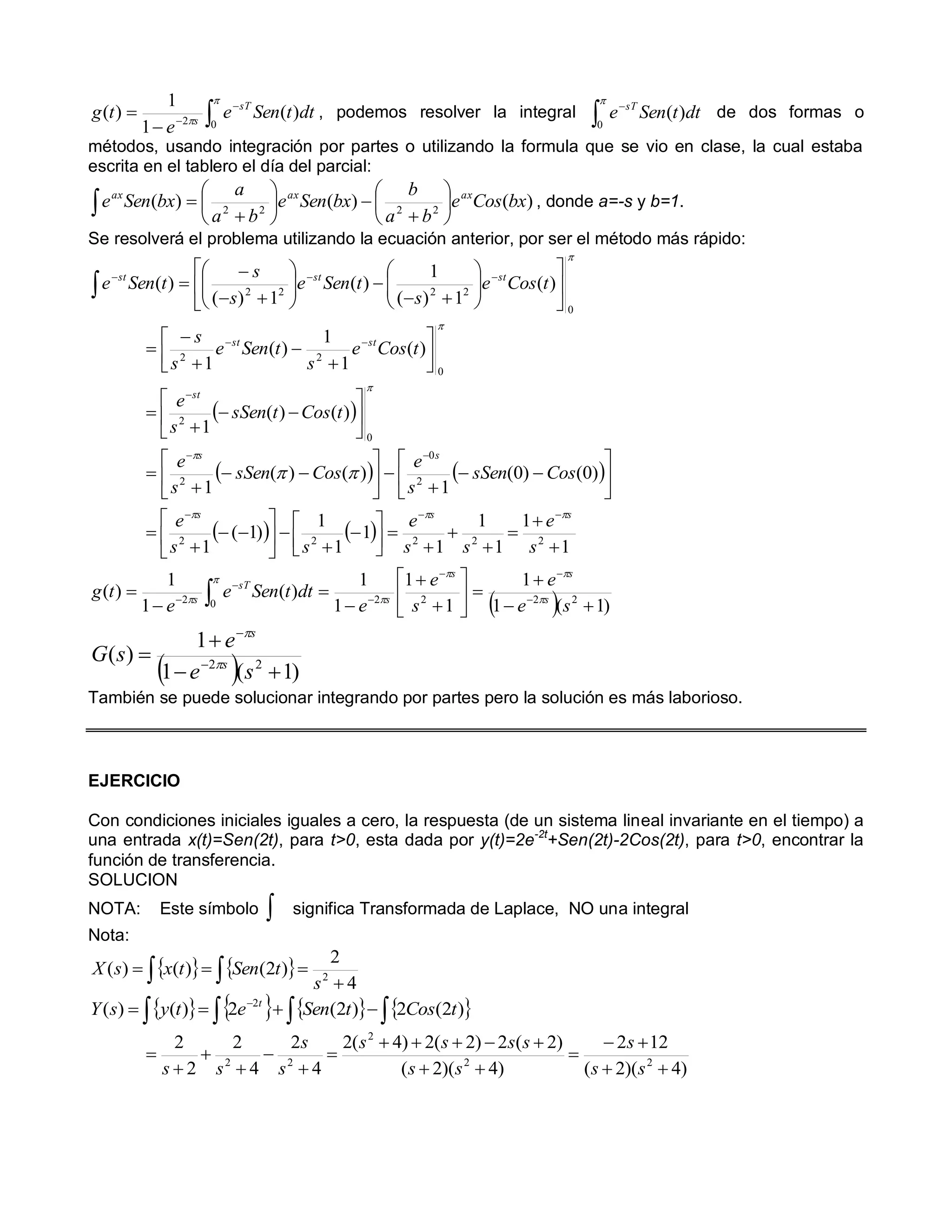 Ejercicios transformada de laplace | PDF