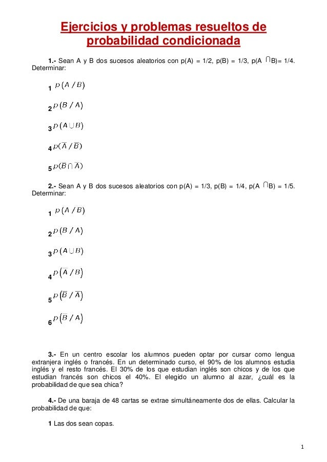 Ejercicios Y Problemas De Probabilidad Condicionada ejercicios-y-problemas-de-probabilidad-condicionada