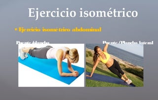  Ejercicio isométrico abdominal
Puente/plancha Puente/Plancha lateral
 