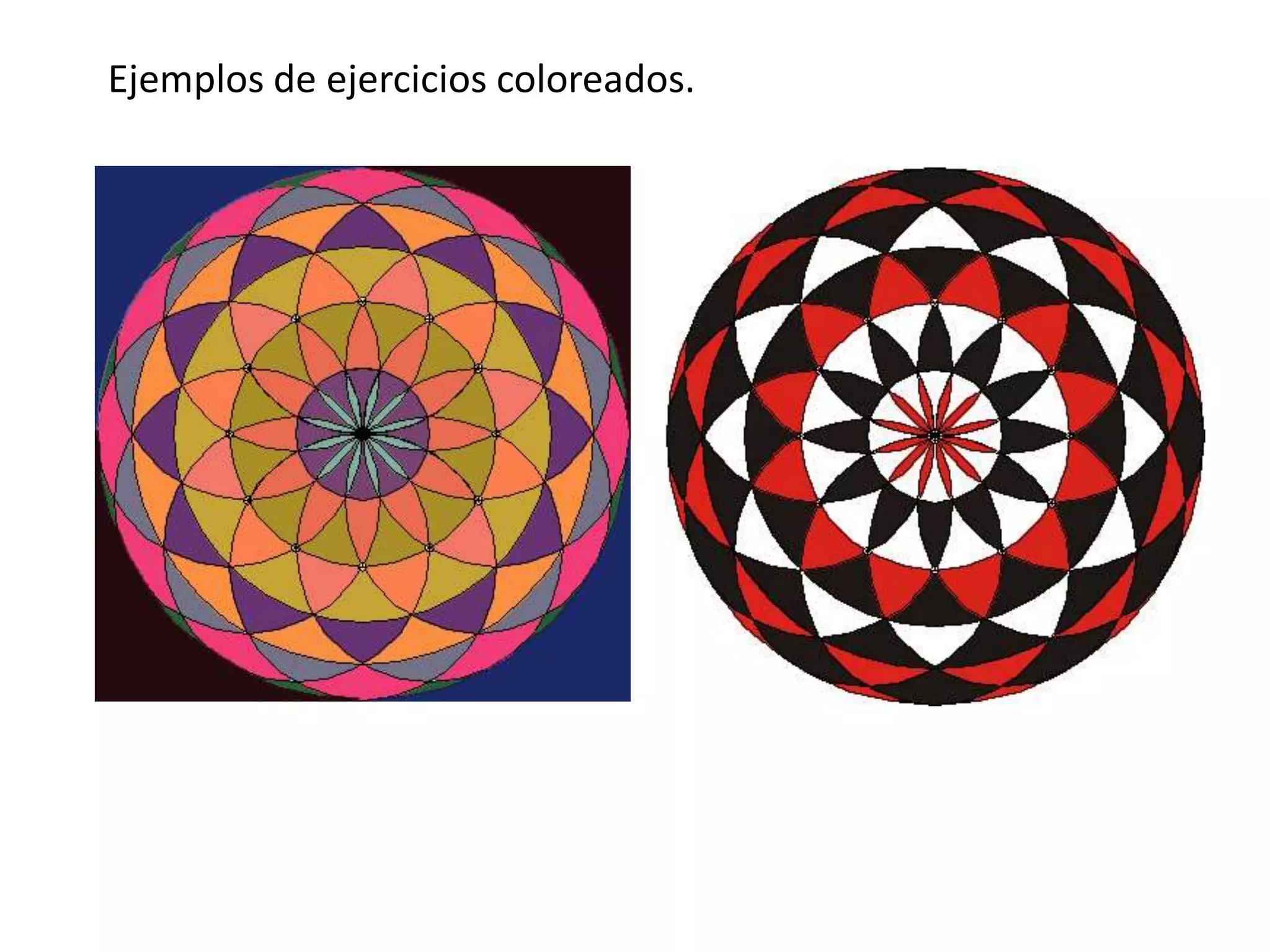 Ejemplos de ejercicios coloreados.
 