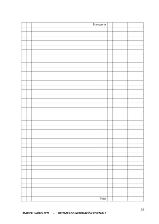26
MARICEL VAIROLETTI - SISTEMAS DE INFORMACIÓN CONTABLE
Transporte
Total
 