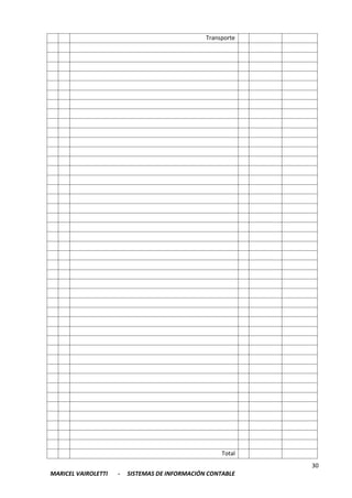 30
MARICEL VAIROLETTI - SISTEMAS DE INFORMACIÓN CONTABLE
Transporte
Total
 