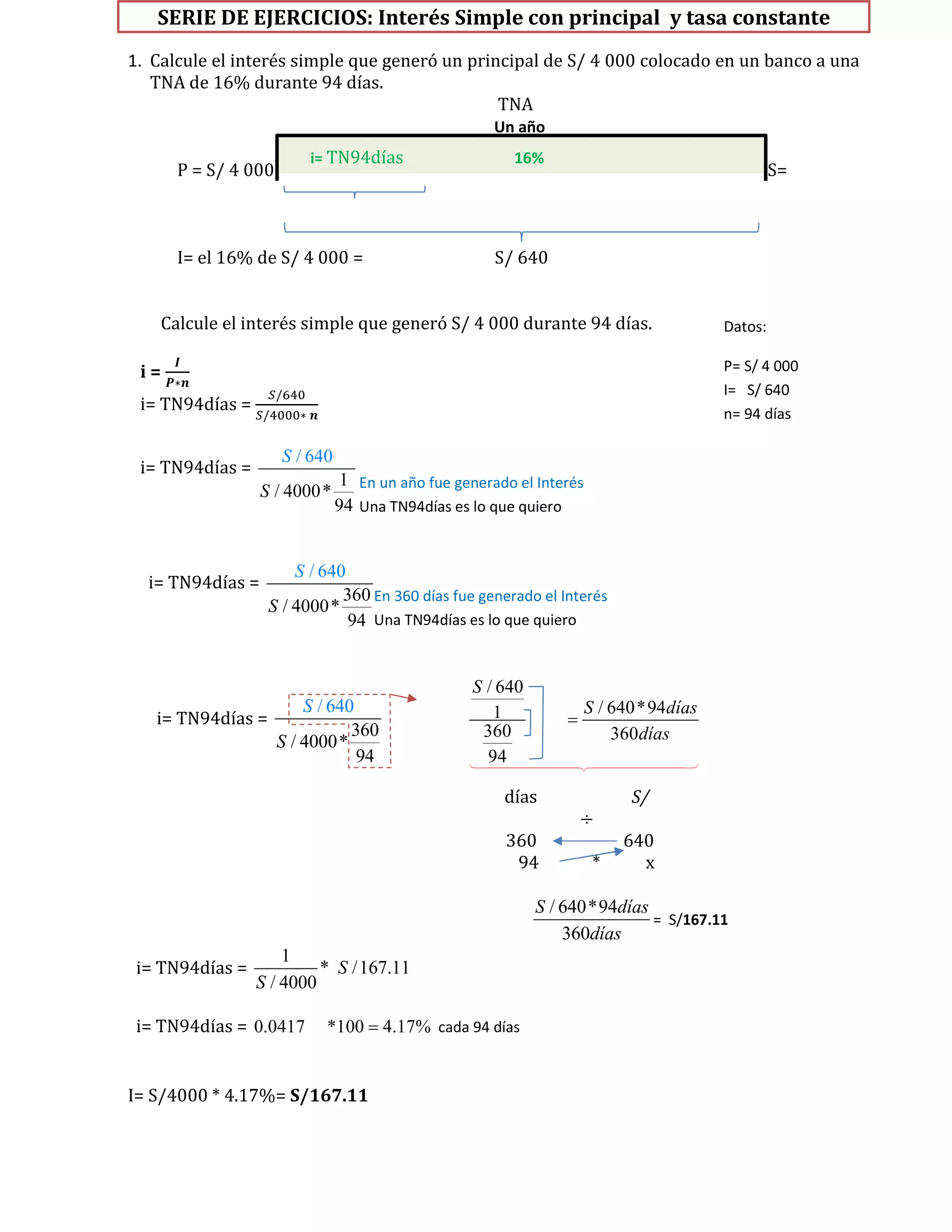 Ejercicios de interés simple con tasa constante | PDF