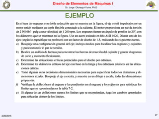 Diseño de Elementos de Maquinas I
Dr. Jorge Olortegui-Yume, Ph.D
2/26/2015 27
EJEMPLO
 