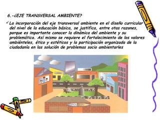 6.-¿EJE TRANSVERSAL AMBIENTE?
La incorporación del eje transversal ambiente en el diseño curricular
 del nivel de la educ...
