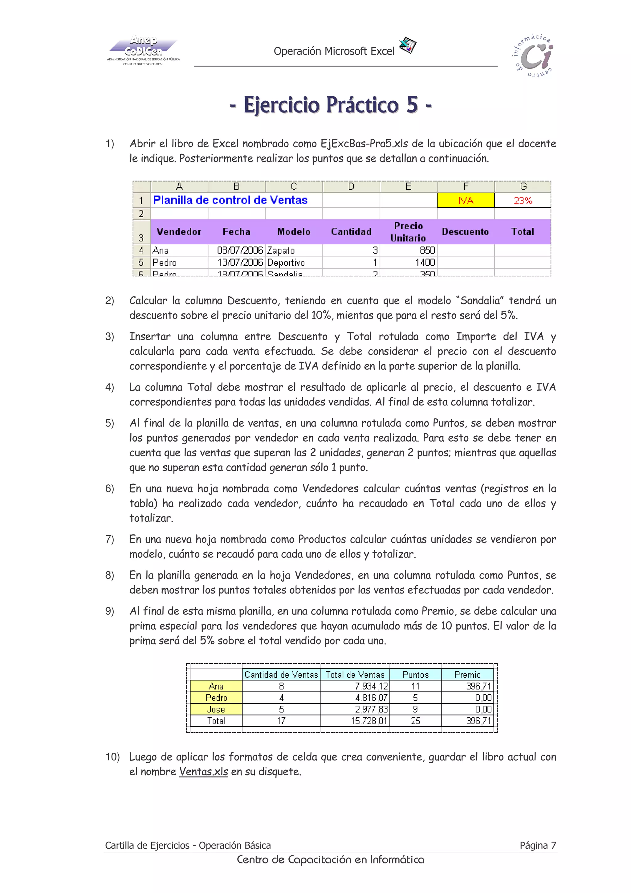 Ejercicios Excel Básico | PDF