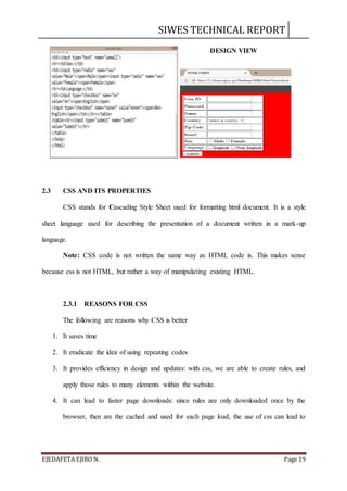 SIWES I.T REPORT ON WEB DESIGN | DOCX