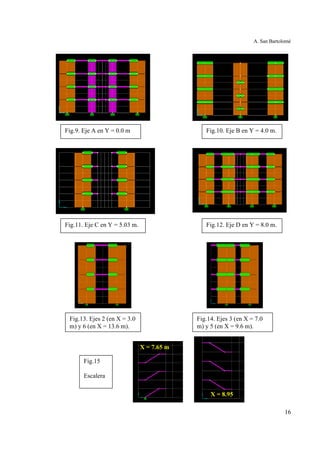 A. San Bartolomé
16
Fig.9. Eje A en Y = 0.0 m Fig.10. Eje B en Y = 4.0 m.
Fig.11. Eje C en Y = 5.03 m. Fig.12. Eje D en Y = 8.0 m.
Fig.13. Ejes 2 (en X = 3.0
m) y 6 (en X = 13.6 m).
Fig.14. Ejes 3 (en X = 7.0
m) y 5 (en X = 9.6 m).
Fig.15
Escalera
X = 7.65 m
X = 8.95
 