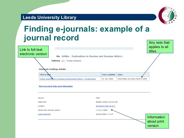 Ejournals starter session