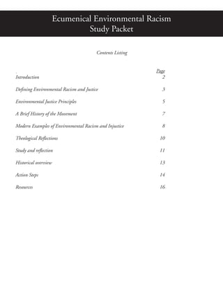 Environmental Racism: An Ecumenical Study Guide | PDF