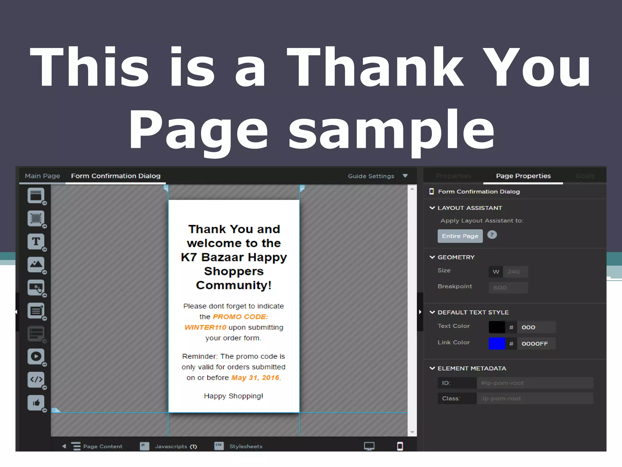 This is a Thank You
Page sample
 