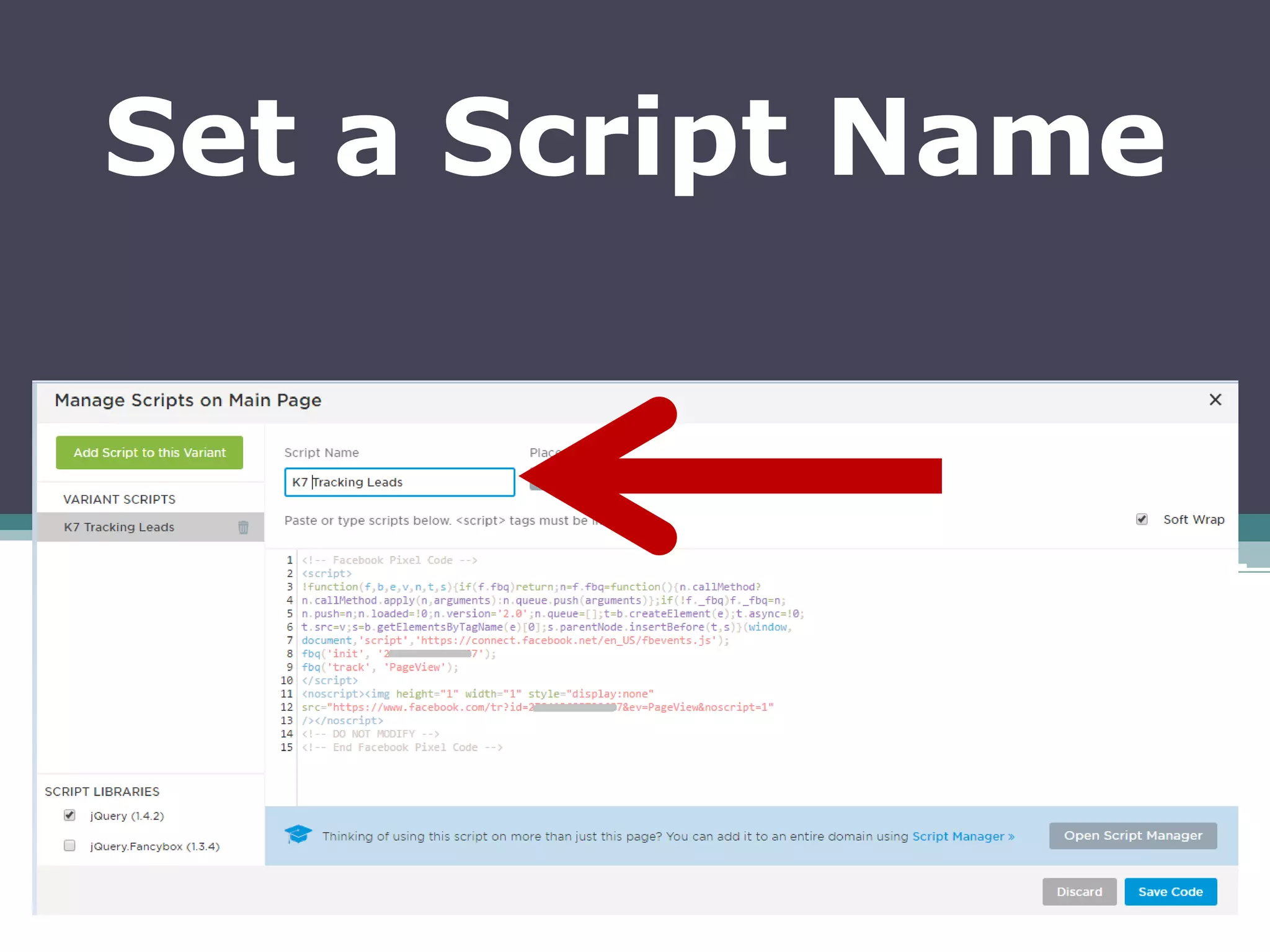 Set a Script Name
 