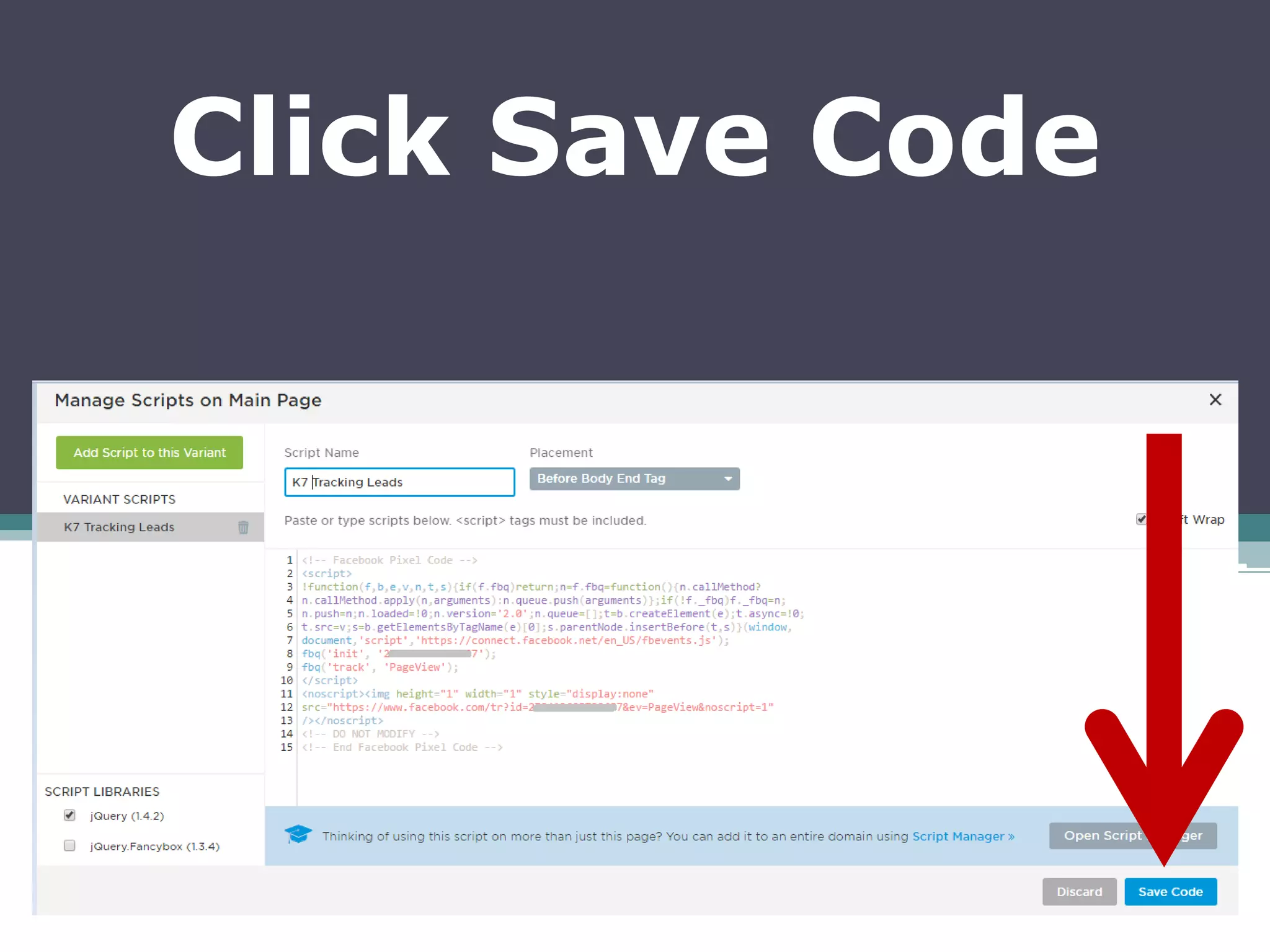 Click Save Code
 