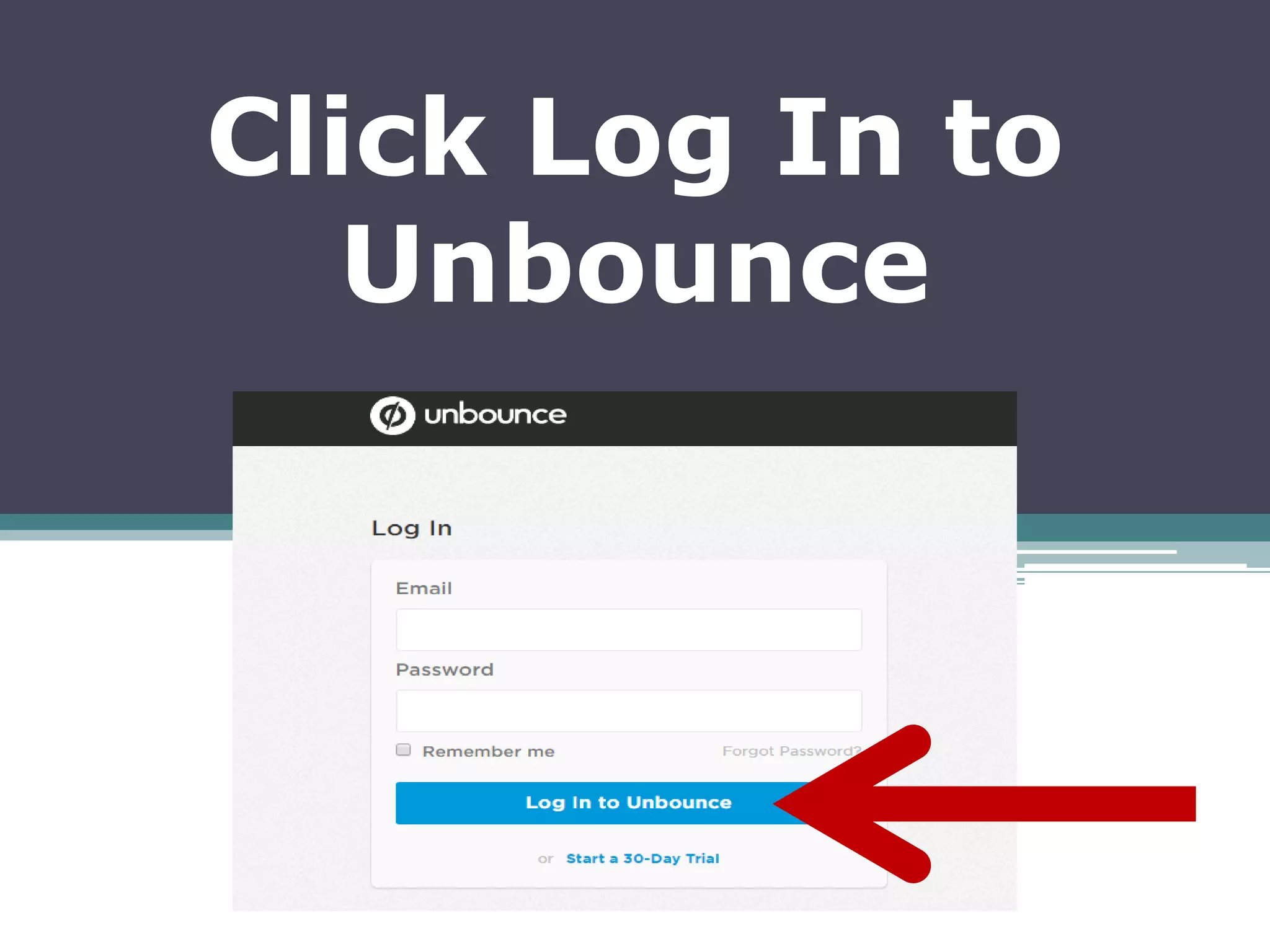 Click Log In to
Unbounce
 
