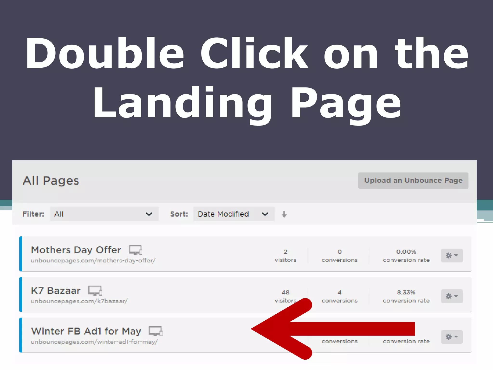 Double Click on the
Landing Page
 
