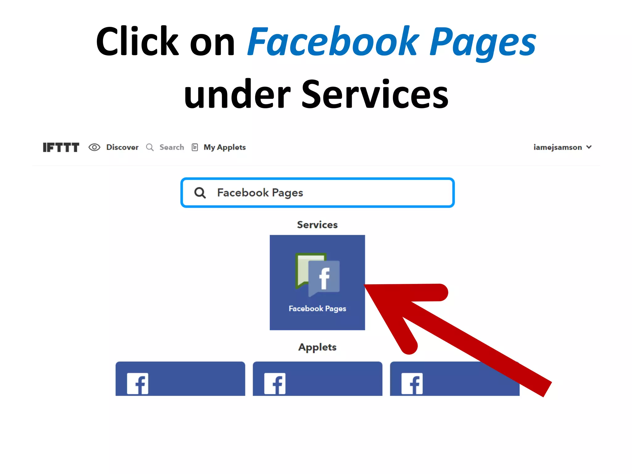 Click on Facebook Pages
under Services
 