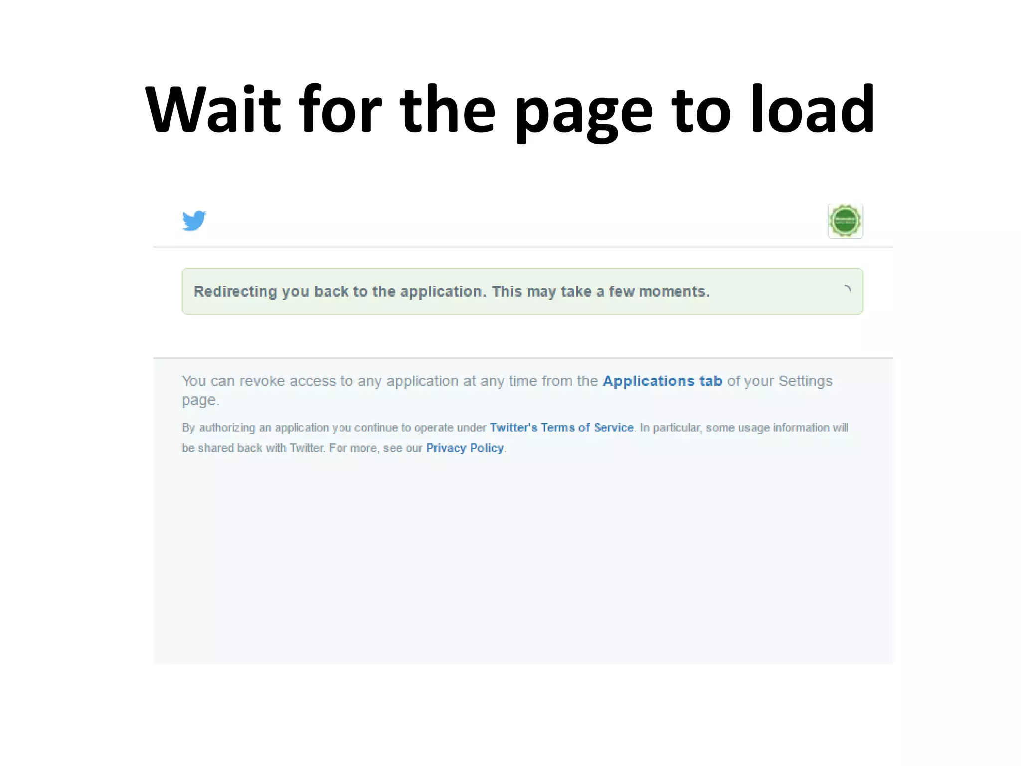 Wait for the page to load
 